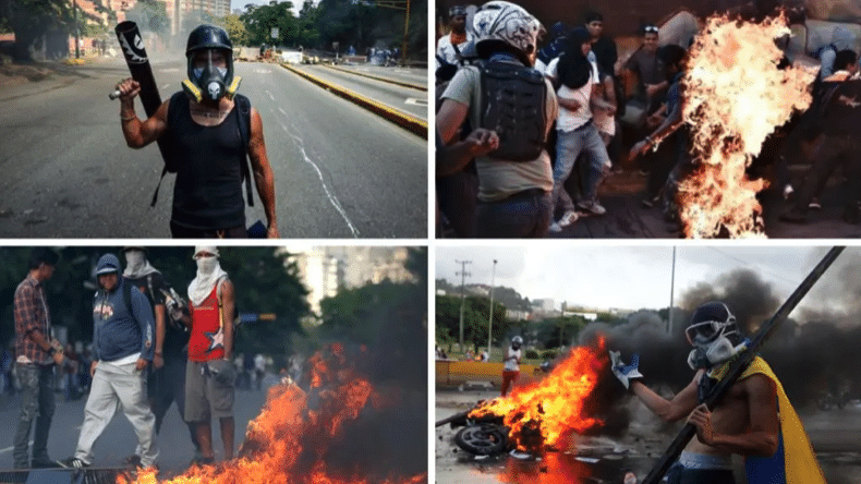 The 2017 guarimbas were extremely violent. Top right: Orlando Figuera was burnt alive by a fascist mob on July 4, 2017. (Archives)